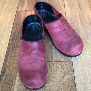 Dansko Red Suede Clogs 39